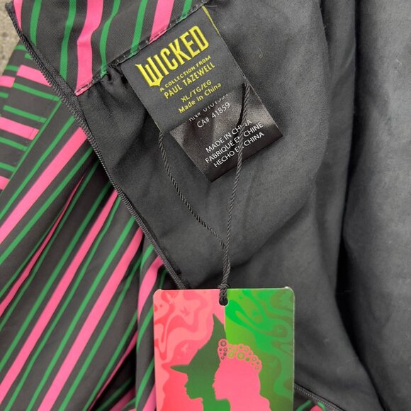 Wicked x Target Womens Mini Bubble Black Pink Green Striped Skirt Size XL - Picture 3 of 6